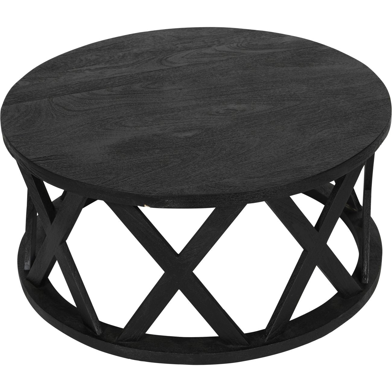 Cali Black Mango Wood Round Coffee Table